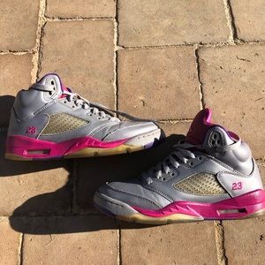 Gray, pink and purple womens Jordan 5s